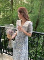 Fa-style first love sweet and long dresses Slim Dolls Collar Crushed Flowers Snowspun to Dress Summer Advanced Sensation 2022
