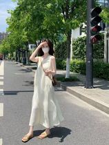 Gentle wind white sleeveless vest with dress for children Summer tea hysteria with small crowdsourced design Advanced senses casual long dress