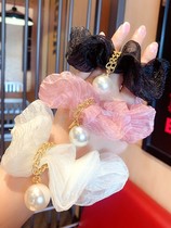 2021 large intestine hair ring ins cream puffs with head rope girls head decoration hair rope Han version of cloth art fat sausage hair ring