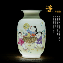 Jingdezhen New Chinese imitation ancient powder color ceramic vase home living room adornment flower arrangement book house Bogu frame swing piece