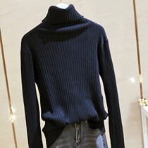 Hong Kong High Collar Hooded Sweater Woman 2022 Spring Fashion New Ocean Gas Pile Collar Bottom-Shirt Knitted Blouse