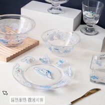 Foam noodles bowl jade Gui dog jade Gui dog glass salad bowl bubbly noodles Bowl Sweet Pint Ice-cream Pudding Cup Glass Ribbon