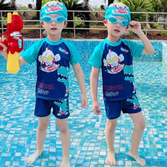 Children's swimsuit boy Ultraman split swimsuit swimsuit little boy baby professional training swimming trunks swimwear summer Children's swimsuit boy Ultraman split swimsuit swimsuit little boy baby professional training swimming trunks swimwear summer