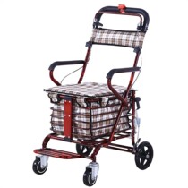 Elderly walking cart elderly scooter folding shopping cart seat can sit on four rounds to buy vegetables can push small