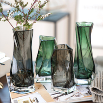 Eurostyle light lavish minimalist Creative Geometric Glass Vases Living Room Water Raised Flower Arrangement Dry Vases Table Decorations Hem