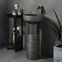 Small washstand basin integrated ultra-extremely narrow column small family type floor washroom Balcony Wash pool Home Ceramics