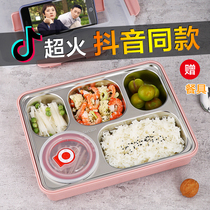 304 stainless steel lunch box insulation grid lunch box with lid for work students fast food plate canteen large capacity lunch box