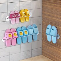 Bathroom slipper holder free of punching wall-mounted towel rack toilet space aluminum shelve hanging shoe rack containing deviner