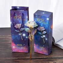 Colorful Dazzling Rose Star Empty Golden Rose Flower Romantic Valentine's Day Give Wife Girlfriend's Birthday Gift