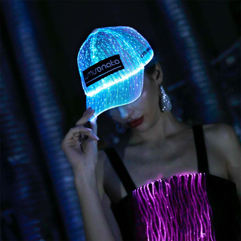 LED Optical Fiber Baseball Cap Duck Tongue Cap Luminous Baseball Cap Luminous Outdoor Trampoline Cap Luminous Fiber Nightcap-Taobao