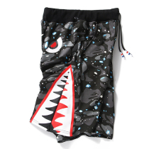 Hong Kong trendy brand mens casual five-point pants shark print shorts loose straight pants Large casual mid-length pants beach pants