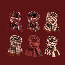 Red knitted cashmere scarf girls Christmas scarf thickened warm birthday gift for girlfriend girlfriend gift