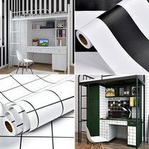 Wallpaper ins wind self-adhesive waterproof black and white plaid dormitory book desktop wardrobe renovation sticker wallpaper instant