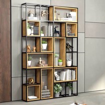 Industrial wind shelf iron living room partition office floor display shelf bookshelf solid wood multi-layer decorative shelf