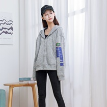 Spring and autumn new hooded cardigan knitted sweater all-match loose zipper gray top niche lazy design coat