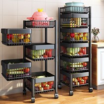 Movable kitchen swivel containing shelve domestic floor multilayer vegetable basket Multi-functional fruit and vegetable special