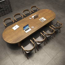 Solid Wood Meeting Table Minimalist Modern Large Table Strip Table Bench Large Plate Oval Training Table In Oval Training Table Negotiation Table