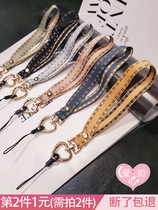 Mobile phone hanging rope wrist rope hanging chain short hand chain tape high end fashion pendant applicable Apple Huawei mobile phone shell universal hanging decoration detachable key u disc work card anti-lose rope wristband female