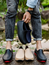 Back Force Kitchen Rain Shoes Male Tide Low Help With Suede Waterproof Shoes Man Rain Boots Short Barrel Anti-Slip Car Wash Warm Working Set Shoes