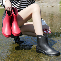 Back Force Days Fashion OUTSIDE WEARING ANTI-SLIP MID-CYLINDER WATER SHOES ADULT RAIN SHOES WOMEN SHORT BARREL RAIN BOOTS THICKENED ABRASION RESISTANT KITCHEN