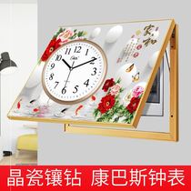 New electric meter box decoration painting with clock crystal porcelain inlaid drilling drawing room upturned electric gate shielding case total switch decorative hydraulic