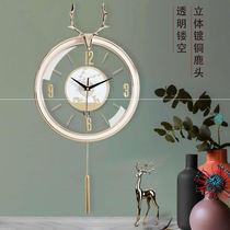 New Minima Light Extravagant Home Living Room Hollowed-out Hanging Bell Personality Creativity Transparent Clairvoyance Watch Fashion Deer Head Muted Hang