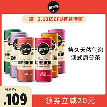 Remedy悦蔓蒂康普茶气泡水250ml*6[60元优惠券]-寻折猪