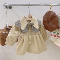 Girl Windcoat Jacket Spring Autumn 2021 New Ocean Gas Trendy Card Its Dolls Collar Shawl Child Baby Coat Tide