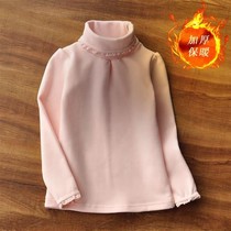 Girls thickened undershirt autumn winter long sleeve t-shirt full cotton female large child lace high collar pure cotton blouse spring and autumn foreign air