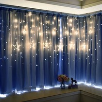 Self-adhesive curtain mesh red magic sticker Shading Bedroom Dorm Room Balcony Girls Room Cloth Short Curtain free of punch
