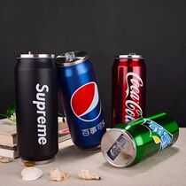 (Available in four seasons) Creative cans stainless steel thermos cup with lid student cola can straw direct drinking cup