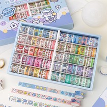 100 rolls of handbook style full set of cheap film multi-colored bubble interpretation and paper children's cartoon cute color girl handbag kitted tape packed with tape and sticker tape