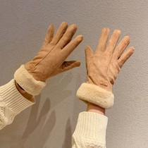 Gloves Female Winter Han Edition Cute Students Ins Plus Suede Thickening Warm Suede suede touch-screen bicycling to play mobile phone autumn