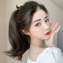 Fake horse tail emulated hair braid wig female strap style fluffy natural short curly hair inner button net red No-mark invisible