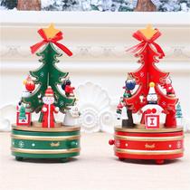 Christmas Music Tree Gift Decoration Wood Rotating Box Eight Sounds Kids Ornaments Gift Tabletop Premium Small Shipping