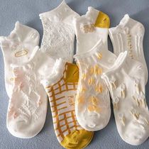 Summer net Red Sox Short-cylinder net Red Sox Women Short-cylinder thin section Short Sox womens section 100 lap cute day series jk white boat socks