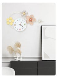 European-style creative flowers home living room wall clock entrance bedroom simple silent sweep second movement special-shaped decorative wall clock