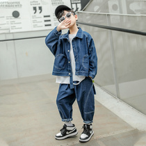 Boys' autumn denim suit 2022 new children's fashionable clothes big boys spring autumn casual two-piece set