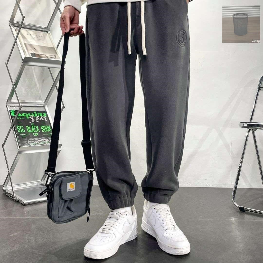 Feng Ge strictly selects thickened winter double-sided Austrian grain velvet men and women couple models 8023 casual pants elastic waist sports thick cotton pants - Taobao