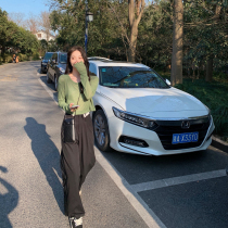 OL Wind High Waist Collision Color Western Fashion Pants Thief comfortable ~ Conspicthin Modified Leg Type