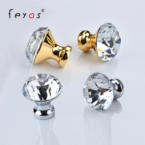 Crystal pull handle modern minimalist wardrobe handle cabinet drawers Single-hole round European style light lavish small handle