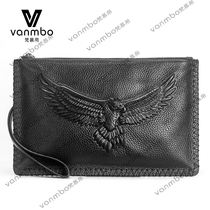 Mens hand grab bag Bull Leather Large Capacity Hand Grip Bag Casual Bull Leather Hand Grab Bag Soft Leather Man Bag Thin