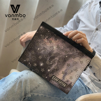 Wallet Male Advanced Sensory Genuine Leather Starry Karate Bag Business Casual Mens Handbag Large Capacity Hand Grab Bag Letter Enveloping