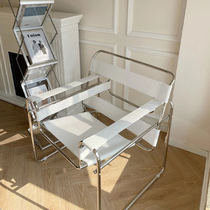 Bauhaus style Vasile chair with ancient wind designer light extravagant stainless steel tube extremely minimalist saddle leather casual chair