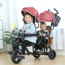Three-wheeled bicycle child double with bucket pedal twin baby 2-4-7-year-old baby bike can be manned