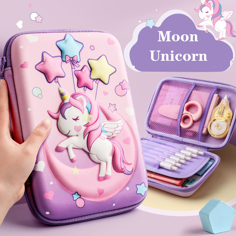 3D EVA unicorn cute pencils case cartoon stationery box girls