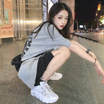 2022 New Sports Suit Womens Summer Loose Korean Version Fashion Short Sleeve Shorts Student Leisure Two Sets Running