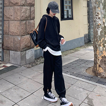 (Clearing House Special Price) Sports Suit Womens Spring Autumn Loose Korean version Students Conspicuate Fashion Foreign Air Leisure Two Sets