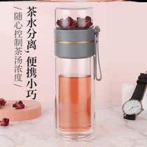 Tea cup summer glass water cup suitable for ladies to carry cute girl heart ins wind cup simple and fresh