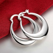 Europe Jewelry 925 Silver Moon Circle Hoop Earrings for Wome